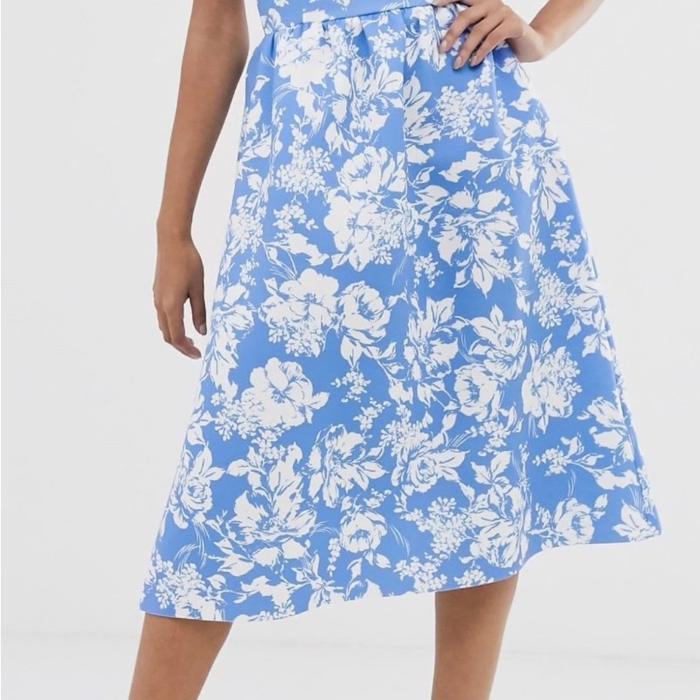 ASOS DESIGN blue floral halter midi skater dress Size 0